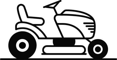 Simple line drawing of a riding lawn mower