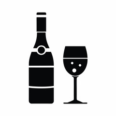 Wine and Glass icon silhouette vector illustration