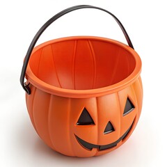 Bright orange pumpkin trick or treat bucket ideal for Halloween festivities and candy collection
