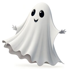 Friendly floating ghost illustration in a whimsical style, perfect for Halloween and festive themes