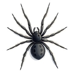 Detailed illustration of a black spider with distinct features showcasing its physical attributes and natural design