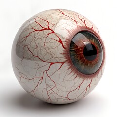 Spooky eyeball with intricate red veins and subtle shadows, creating an eerie and unsettling atmosphere