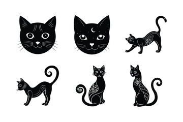 Animal symbol pack with tribal themes in silhouette art Silhouette Vector illustration