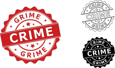 Obraz premium Crime grime vector stamp seal illustration set design element