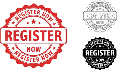 Register now vector stamp icon registration sign up design