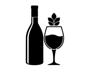 Wine and Glass silhouette vector illustration