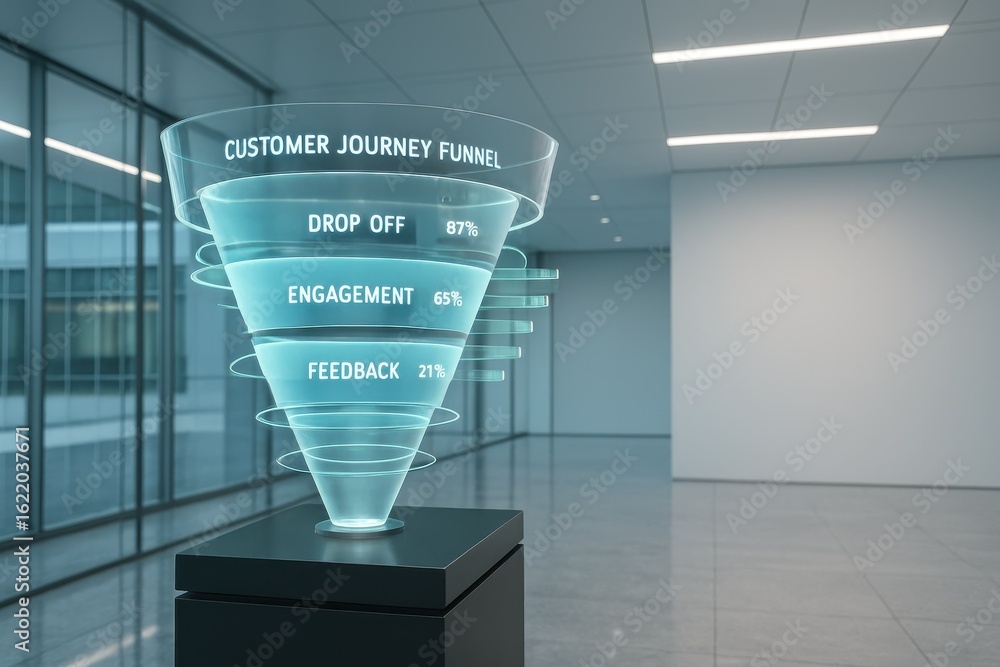 Aufkleber visualize customer journey funnel data with clear stages and drop-off metrics, perfect for marketing