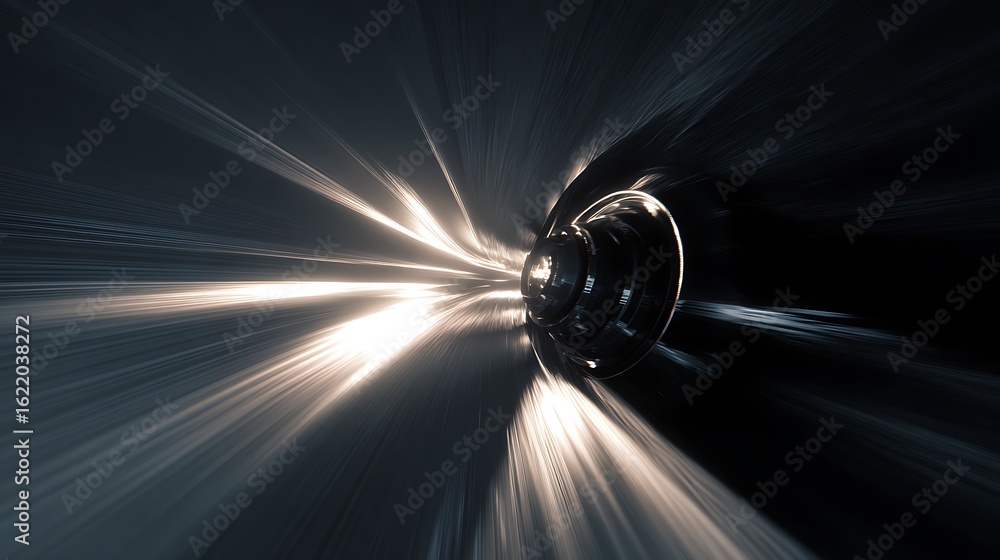 Poster abstract dark tunnel with light streaks creating a sense of speed and motion, ideal for technology a
