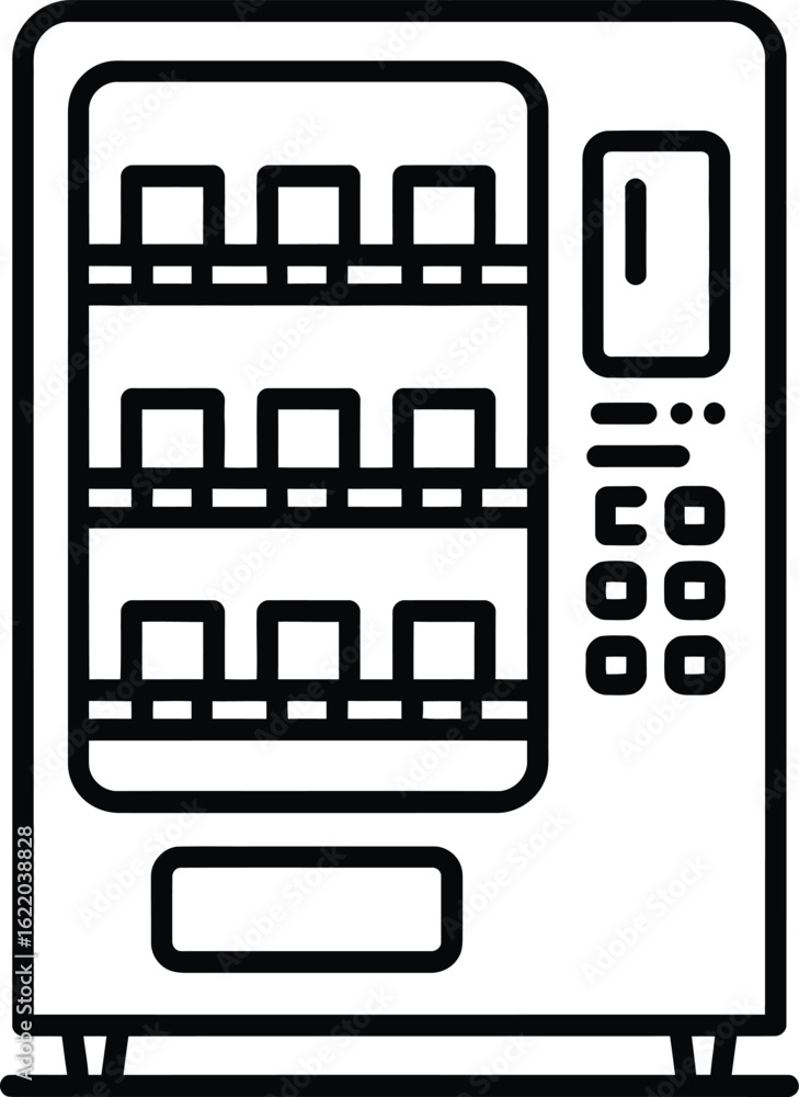 Poster simple outline icon of a vending machine with products inside