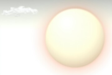 Pale yellow sphere, soft clouds, pale gray sky