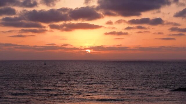 Tel Aviv - Yafo in Israel, Beautiful Sunset B-roll in Mediterranean Sea  