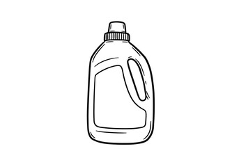 Illustration of a plastic bottle with a handle and a label area in black and white