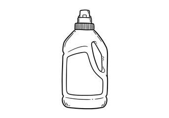 Illustration of a plastic bottle with a handle and cap on a white background sketch style