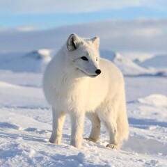 Fototapeta premium Arctic fox in snowy landscape (1)