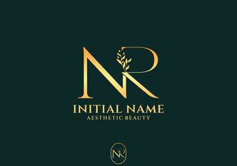 Elegant NR Initial Logo Design for Aesthetic Beauty Brand