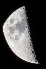 Half Moon Phase with Visible Craters, Close Up