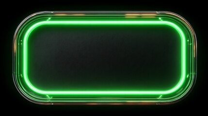 Glowing neon green rectangle on black background for abstract design with modern style.