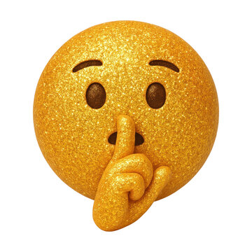 PNG Golden glitter emoji shushing