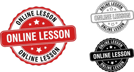Obraz premium Online lessons vector stamps learn education courses study