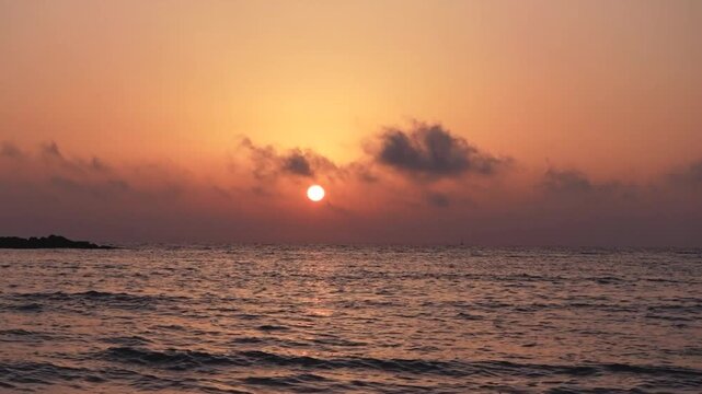 Tel Aviv - Yafo in Israel, Beautiful Sunset B-roll in Mediterranean Sea  