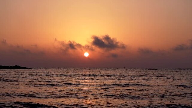 Tel Aviv - Yafo in Israel, Beautiful Sunset B-roll in Mediterranean Sea  