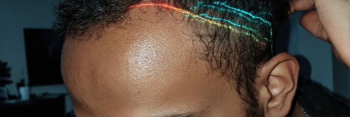 High-frequency Comb Technique Applied to Hairline With Neon Tones for a Vibrant Look