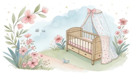baby carriage in the bedroom