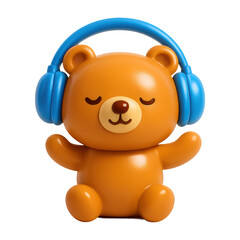 Obraz premium PNG Cute bear with blue headphones
