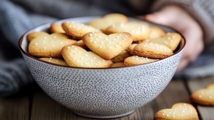 Heart-Shaped Cookies in Bowl