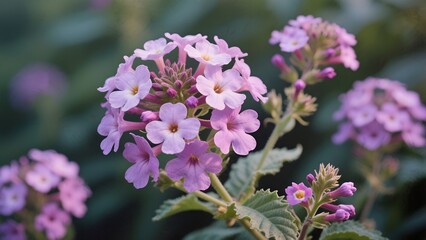 Fototapeta premium lilac flowers in the garden, Beautiful Verbena flowers in full bloom.