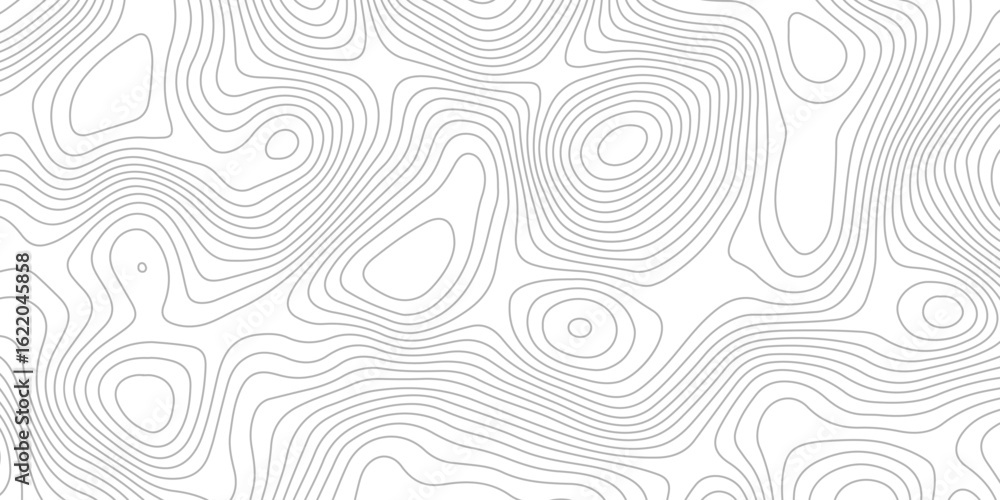 Poster a topographic map with gray contour lines, set against a white background, depicting elevation chang