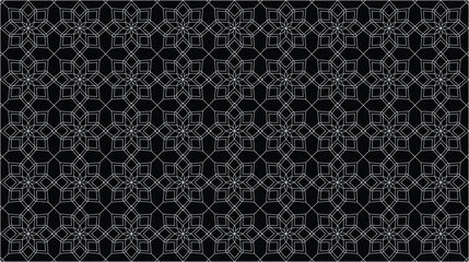 black background graphic vector with geometric patterns and abstract white line art, and a seamless repeat for horizontal backgrounds or textured backdrops for design elements and fabrics