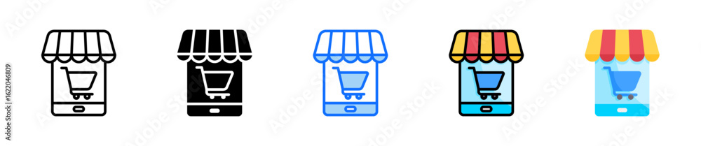 Poster ecommerce icon set multiple style collection