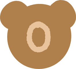 Brown Teddy Bear Head Number 0 – Zero Digit Clipart for Preschool Math Activities