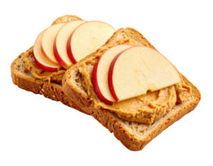 Wholesome peanut butter toast topped with fresh apple slices on artisan whole grain bread