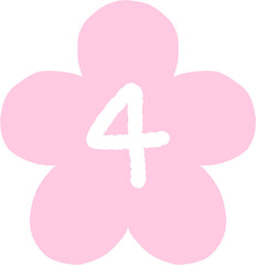 Pink Flower Number 4 &ndash; Blossom Digit Clipart for Classroom Charts & Crafts