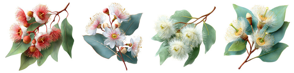 Eucalyptus Flower isolated on transparent background.