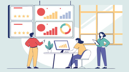 Team Completing an Employee Satisfaction Survey in a Modern Office Setting