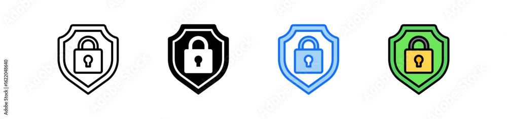 Poster padlock icon set multiple style collection