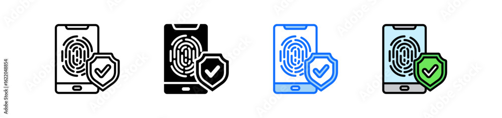 Poster biometric security icon set multiple style collection