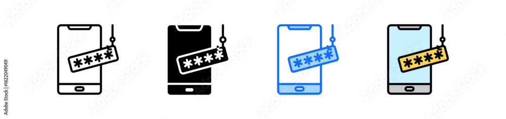 Poster phishing icon set multiple style collection