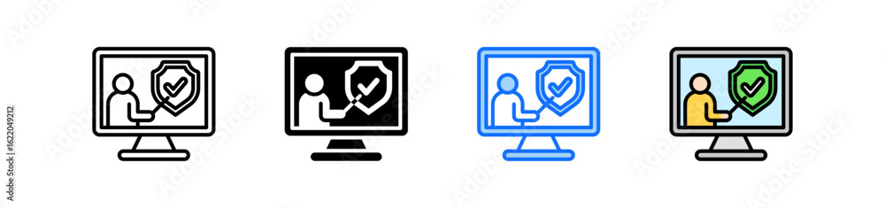 Poster security awareness icon set multiple style collection