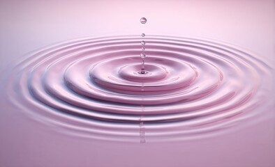 Pink liquid drop creates concentric ripples