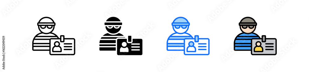 Poster identity theft icon set multiple style collection
