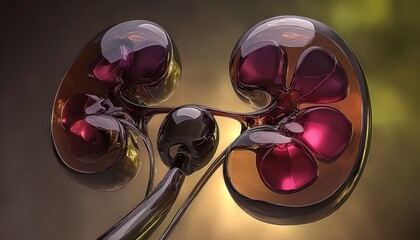 3D kidneys,  glowing, abstract
