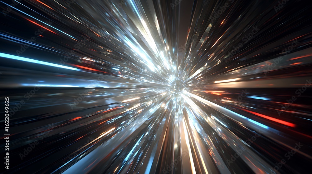 Poster an abstract burst of light and color creates a sense of speed and motion, representing the rapid adv