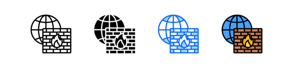 Network Firewall Icon Set Multiple Style Collection