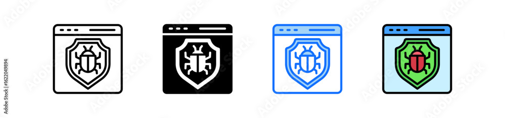Poster malware protection icon set multiple style collection