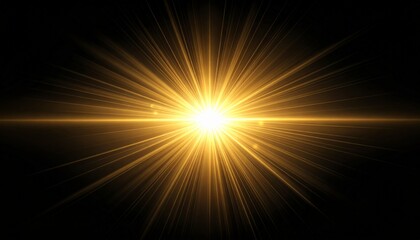 Obraz premium Ultra realistic sun lens flare effect, golden sunlight rays streaking across the lens 