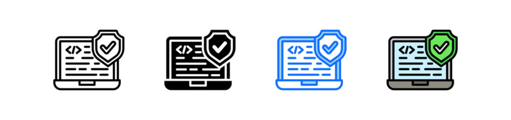 Secure Code Icon Set Multiple Style Collection